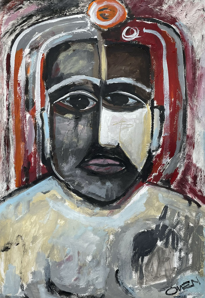 black and white face with dreads Painting | Scott Vaughn Owens