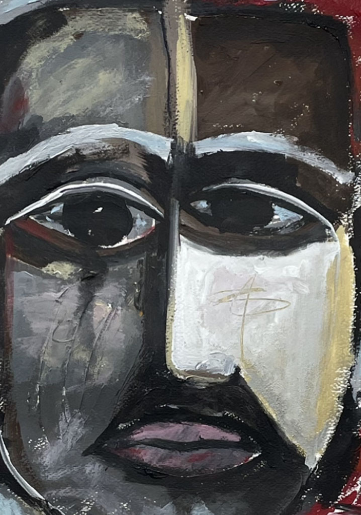 black and white face with dreads Painting | Scott Vaughn Owens black and white face with dreads Painting | Scott Vaughn Owens