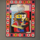 Red Border with Squares | Scott Vaughn Owen Painting