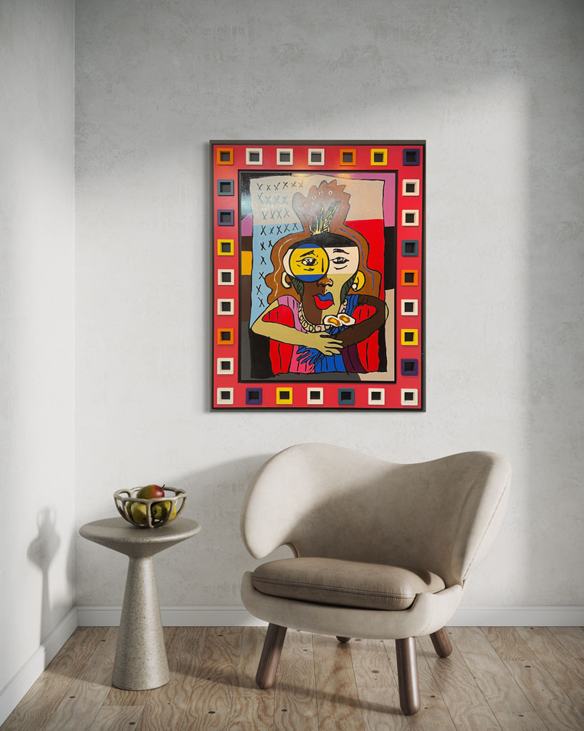 Red Border with Squares | Scott Vaughn Owen Painting